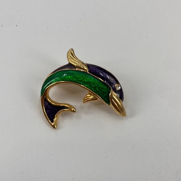 Vintage Enamel Dolphin brooch - Picture 1 of 4